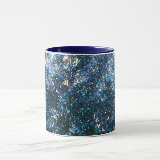 Blue Tree Feuilles Abstrait Nature Art Mug Cup (Centre)