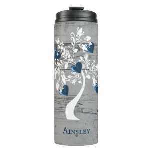 Blue Tree of Hearts Personalized Thermal Tumbler Thermosbeker