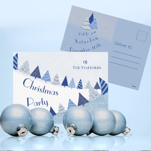 Blue Trees Invitation Holiday Briefkaart