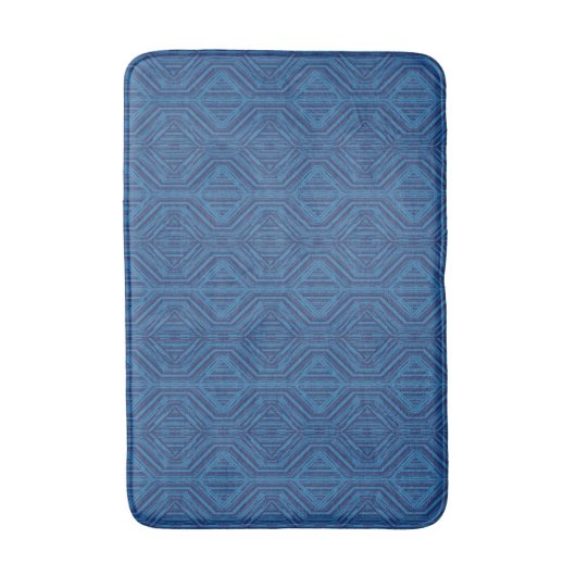Blue Trellis Modern Stripe Squares en Diamanten Badmat (Voorkant Verticaal)