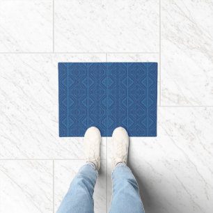 Blue Trellis Modern Stripe Squares en Diamanten Deurmat