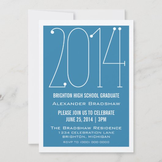 Blue Trendy 2014 Graduation Invitation (Devant)