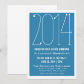 Blue Trendy 2014 Graduation Invitation (Devant / Derrière)
