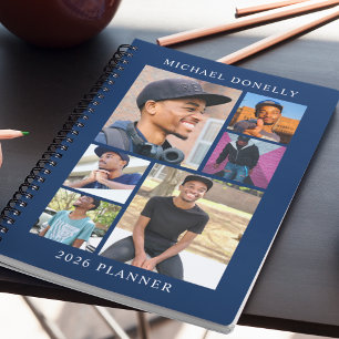 Blue Trendy 6 fotocollage jaarlijks Planner