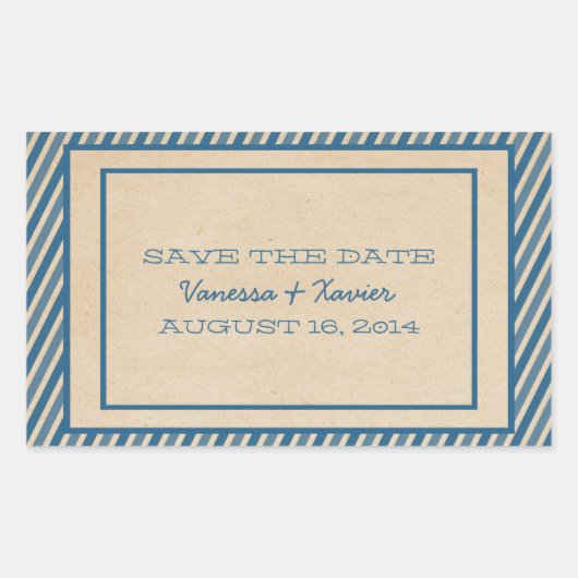 Blue Trendy Stripes Enregistrer Stickers Date (Devant)