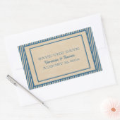 Blue Trendy Stripes Enregistrer Stickers Date (Enveloppe)