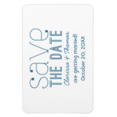 Blue Trendy Typografie Save the Date Magnet Magneet (Verticaal)