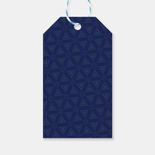 Blue Triangular Patterned Gift Label Cadeaulabel (Voorkant)