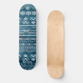 Blue Tribal Abstract Geometric Pattern Aangepaste Skateboard (Voorkant)