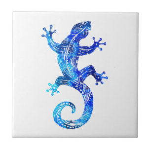 Blue Tribal Gecko Tegeltje