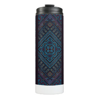 Blue Tribal Geometric Pattern Thermal Tumbler Thermosbeker