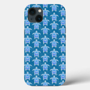 Blue Tribal Honu Sea Turtles iPhone 13 Hoesje