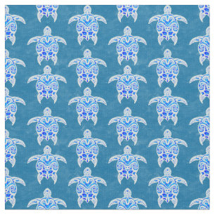 Blue Tribal Honu Sea Turtles Stof