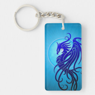 Blue Tribal Phoenix Sleutelhanger