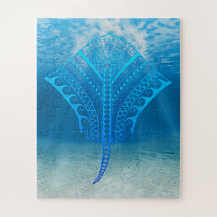 Blue Tribal Stingray Legpuzzel