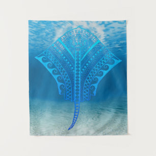 Blue Tribal Stingray Wandkleed