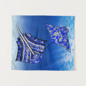 Blue Tribal Stingrays Wandkleed (Voorkant (horizontaal))