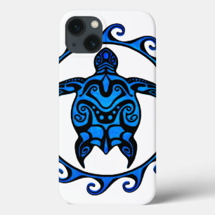 Blue Tribal Turtle Sun iPhone 13 Hoesje