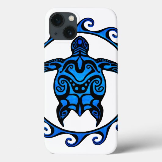 Blue Tribal Turtle Sun Case-Mate iPhone Case (Achterkant)