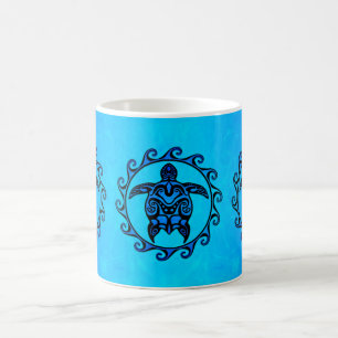 Blue Tribal Turtle Sun Koffiemok