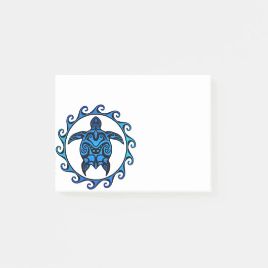 Blue Tribal Turtle Sun Post-it® Notes (Voorkant)