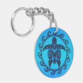 Blue Tribal Turtle Sun Sleutelhanger (Voorkant Links)