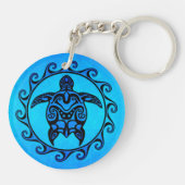Blue Tribal Turtle Sun Sleutelhanger (Achterkant)