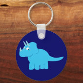 Blue Triceratops Dinosaur Sleutelhanger (Voorkant)