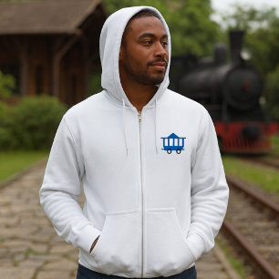 Blue Trolley Car Icon  Railway Wagon Hoodie