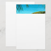 Blue Tropical Beach met Palm Fronts Foto Briefpapier (Voorkant / Achterkant)