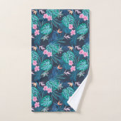 Blue Tropical Flower Garden Pattern Bad Handdoek (Handdoek)
