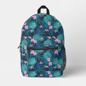 Blue Tropical Flower Garden Pattern Bedrukte Rugzak (Voorkant)