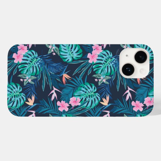 Blue Tropical Flower Garden Pattern Case-Mate iPhone Case (Achterkant (horizontaal))