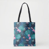 Blue Tropical Flower Garden Pattern Draagtas (Voorkant)