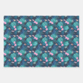 Blue Tropical Flower Garden Pattern Inpakpapier Vel (Voorkant 2)