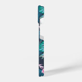 Blue Tropical Flower Garden Pattern iPhone Hoesje (Linkerkant)