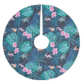Blue Tropical Flower Garden Pattern Kerstboom Rok (Voorkant)