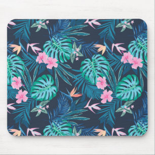 Blue Tropical Flower Garden Pattern Muismat