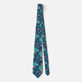 Blue Tropical Flower Garden Pattern Stropdas (Voorkant)