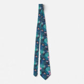Blue Tropical Flower Garden Pattern Stropdas (Achterkant)