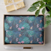 Blue Tropical Flower Garden Pattern Tissuepapier (Geschenk)
