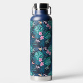 Blue Tropical Flower Garden Pattern Waterfles (Voorkant)