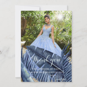 Blue Tropical Foliage Photo Bedankkaart