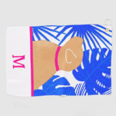 Blue Tropical Island Yellow Dog Golf Serviette (Horizontal)