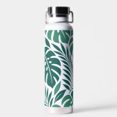 Blue Tropical Leaf Wrap Pattern Waterfles (Achterkant)