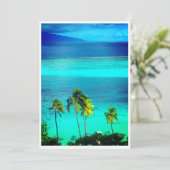 Blue Tropical Ocean Destination Wedding Kaart (Staand voorkant)