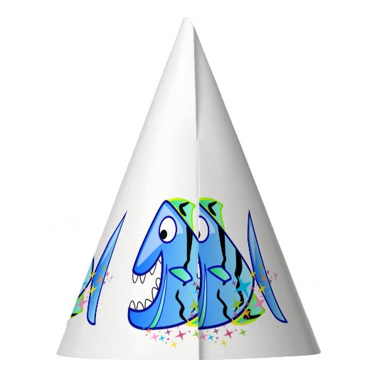 Blue Tropical Piranha met sterren Feesthoedjes (Achterkant)
