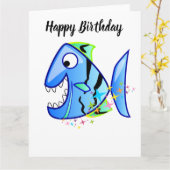 Blue Tropical Piranha met sterren Kaart (Gele Bloem)