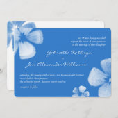 Blue Tropical Waterverf Flowers Wedding Invite Kaart (Voorkant / Achterkant)