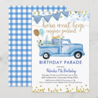 Blue Truck Boy Drive by Birthday Parade Invitation